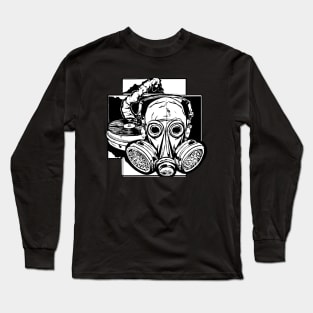 DJ Vinyl Gasmask Rave Tekkno Long Sleeve T-Shirt